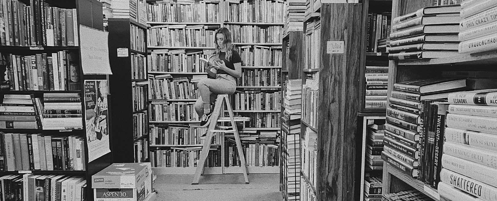 person sitting in library